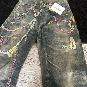 Acne Women's Colorful Chain Embellished Jeans